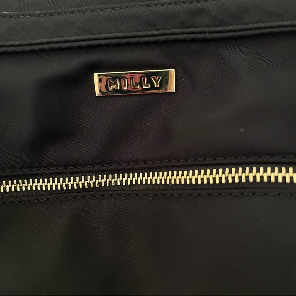 MILLY Luxe Diaper Bag Black Nylon w/ Leather Trim with Changing Pad - MSRP $350